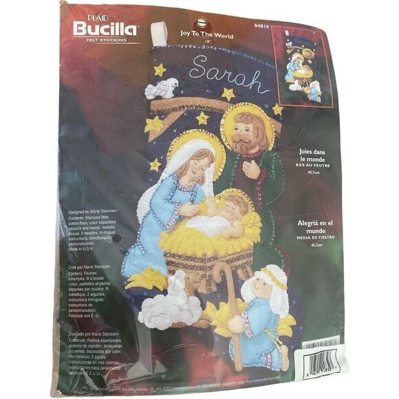 Bucilla Nativity Felt Stocking Kit: Joy to the World, Vintage Uncut - Picture 5 of 5